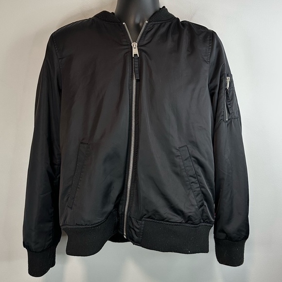 Levi Strauss & CO Women's Satin Bomber with Pullover Hood Black - L - Picture 2 of 10